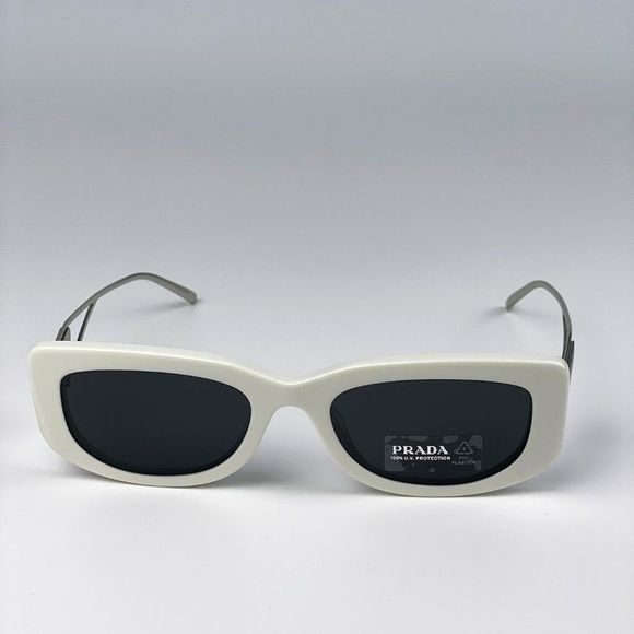 Prada PR14YS 1425S0 Sunglasses Talc Dark Grey Rectangle Women - Picture 8 of 15